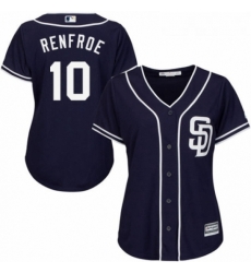 Womens Majestic San Diego Padres 10 Hunter Renfroe Replica Navy Blue Alternate 1 Cool Base MLB Jersey 