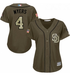 Womens Majestic San Diego Padres 4 Wil Myers Authentic Green Salute to Service Cool Base MLB Jersey