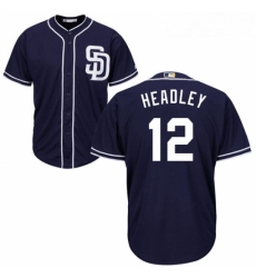 Youth Majestic San Diego Padres 12 Chase Headley Authentic Navy Blue Alternate 1 Cool Base MLB Jersey 