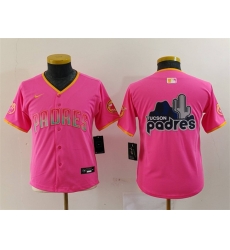 Youth San Diego Padres Team Big Logo Pink Stitched Baseball Jersey 2