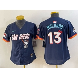 Youth San Diego Padres X Hello Kitty  13 Manny Machado Obsidian 2026 City Connect Stadium Stitched Baseball Jersey