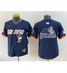 Youth San Diego Padres X Hello Kitty Team Big Logo Obsidian 2026 City Connect Stadium Stitched Baseball Jersey