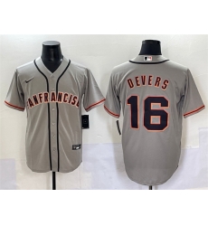 Men San Francisco Giants 16 Rafael Devers Grey Cool Base Stitched Baseball Jersey