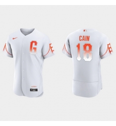 Men San Francisco Giants 18 Matt Cain Men 2021 City Connect Authentic White Jersey