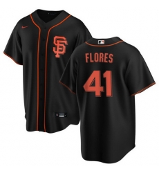 Men San Francisco Giants 41 Wilmer Flores Black Cool Base Stitched Jersey