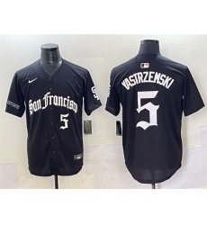 Men San Francisco Giants 5 Mike Yastrzemski Black Gothic Fog Edition Vapor Premier Limited Stitched Baseball Jersey