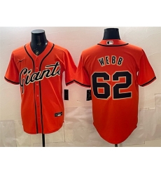 Men San Francisco Giants  62 Logan Webb Orange Cool Base Stitched Baseball Jersey