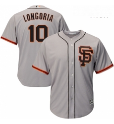 Mens Majestic San Francisco Giants 10 Evan Longoria Replica Grey Road 2 Cool Base MLB Jersey 