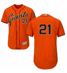 Mens Majestic San Francisco Giants 21 Deion Sanders Orange Alternate Flex Base Authentic Collection MLB Jersey