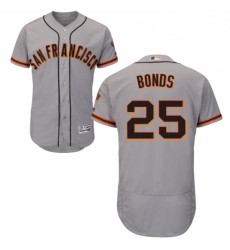 Mens Majestic San Francisco Giants 25 Barry Bonds Grey Road Flex Base Authentic Collection MLB Jersey