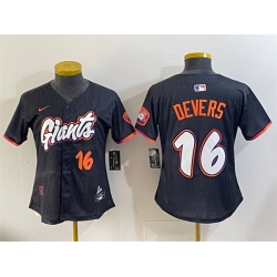 Women San Francisco Giants 16 Rafael Devers Anthracite 2025 City Connect Limited Stitched Baseball Jersey 