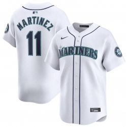 Men Seattle Mariners 11 Edgar Martinez White Home Limited Stitched Jersey