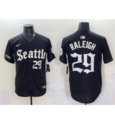 Men Seattle Mariners 29 Cal Raleigh Black  27Deep Sea Gothic Edition 27 Vapor Premier Limited Stitched Baseball Jersey