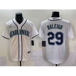 Men Seattle Mariners 29 Cal Raleigh White Cool Base Stitched Baseball Jersey