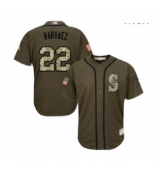 Mens Seattle Mariners 22 Omar Narvaez Authentic Green Salute to Service Baseball Jersey 