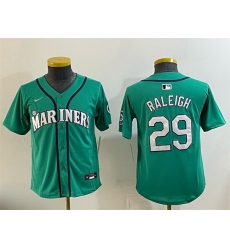 Youth Seattle Mariners 29 Cal Raleigh Aqua Alternate Limited Stitched Jersey