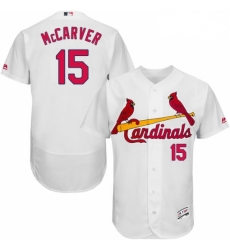 Mens Majestic St Louis Cardinals 15 Tim McCarver White Home Flex Base Authentic Collection MLB Jersey