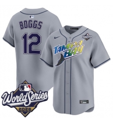 Men Tampa Bay Rays  12 Wade Boggs Grey 2026 World Series Limited Stitched Baseball Jersey