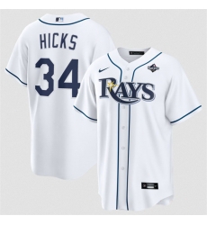 Men Tampa Bay Rays  34 Liam Hicks White 2026 World Series Home Cool Base Stitched Baseball Jersey
