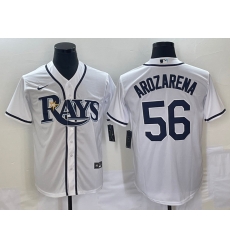 Men Tampa Bay Rays 56 Randy Arozarena White Cool Base Stitched Baseball Jersey 2