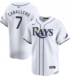 Men Tampa Bay Rays 7 Jose Caballero White Home Limited Stitched Baseball Jersey