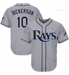 Mens Majestic Tampa Bay Rays 10 Corey Dickerson Replica Grey Road Cool Base MLB Jersey