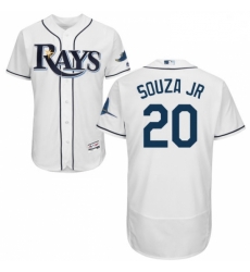 Mens Majestic Tampa Bay Rays 20 Steven Souza Home White Flexbase Authentic Collection MLB Jersey