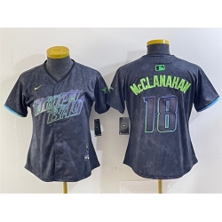 Women Tampa Bay Rays 18 Shane McClanahan Charcoal 2024 City Connect Limited Stitched Baseball Jersey 2