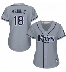 Womens Majestic Tampa Bay Rays 18 Joey Wendle Authentic Grey Road Cool Base MLB Jersey 