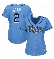 Womens Majestic Tampa Bay Rays 2 Denard Span Replica Light Blue Alternate 2 Cool Base MLB Jersey 