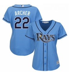 Womens Majestic Tampa Bay Rays 22 Chris Archer Replica Light Blue Alternate 2 Cool Base MLB Jersey