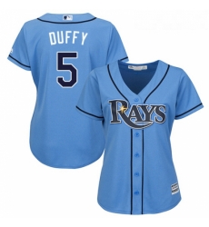 Womens Majestic Tampa Bay Rays 5 Matt Duffy Replica Light Blue Alternate 2 Cool Base MLB Jersey