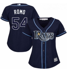 Womens Majestic Tampa Bay Rays 54 Sergio Romo Authentic Navy Blue Alternate Cool Base MLB Jersey 