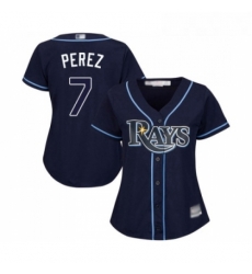 Womens Tampa Bay Rays 7 Michael Perez Replica Navy Blue Alternate Cool Base Baseball Jersey 