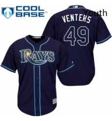 Youth Majestic Tampa Bay Rays 49 Jonny Venters Authentic Navy Blue Alternate Cool Base MLB Jersey 