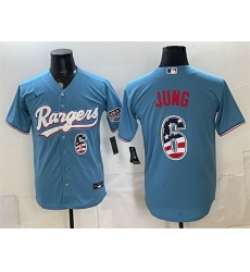 Men Texas Rangers  6 Josh Jung Blue 2026 USA 250 Fourth of July Home Stitched Baseball Jersey