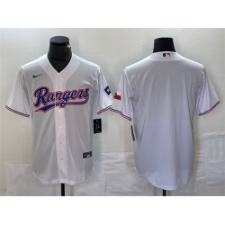 Men Texas Rangers Blank White With Patch Cool Base Stitched Baseball Jersey