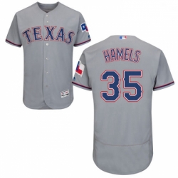 Mens Majestic Texas Rangers 35 Cole Hamels Grey Road Flex Base Authentic Collection MLB Jersey