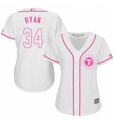 Womens Majestic Texas Rangers 34 Nolan Ryan Authentic White Fashion Cool Base MLB Jersey