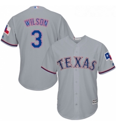 Youth Majestic Texas Rangers 3 Russell Wilson Authentic Grey Road Cool Base MLB Jersey