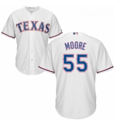 Youth Majestic Texas Rangers 55 Matt Moore Replica White Home Cool Base MLB Jersey 