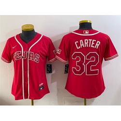Youth Texas Rangers  32 Evan Carter Red 2026 City Connect Stadium Stitched Baseball Jersey