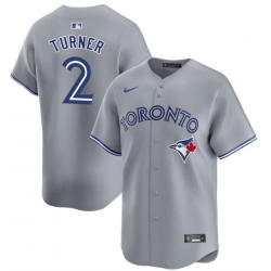 Men Toronto Blue Jays 2 Justin Turner Grey Away Limited Stitched Jersey