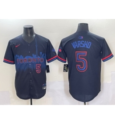 Men Toronto Blue Jays 5 Daulton Varsho Navy 2024 City Connect Limited Stitched Baseball Jersey