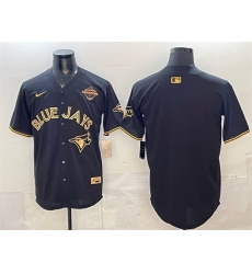 Men Toronto Blue Jays Blank Black Gold 2025 American League Champions Limited Stitched Baseball Jersey