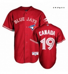 Mens Majestic Toronto Blue Jays 19 Jose Bautista Replica Red Canada Day MLB Jersey