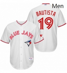 Mens Majestic Toronto Blue Jays 19 Jose Bautista Replica White 2015 Canada Day MLB Jersey