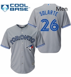 Mens Majestic Toronto Blue Jays 26 Yangervis Solarte Replica Grey Road MLB Jersey 