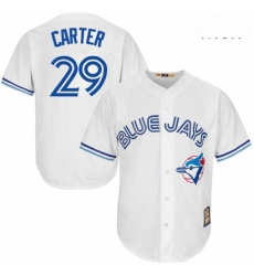 Mens Majestic Toronto Blue Jays 29 Joe Carter Replica White Cooperstown MLB Jersey