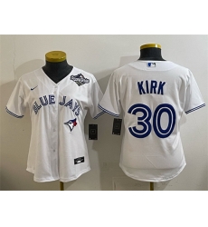 Women Toronto Blue Jays 30 Alejandro Kirk White 2025 World Series Home Cool Base Stitched Baseball Jersey 